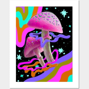 Tune in Drop Out - Retro Mushroom Design Posters and Art